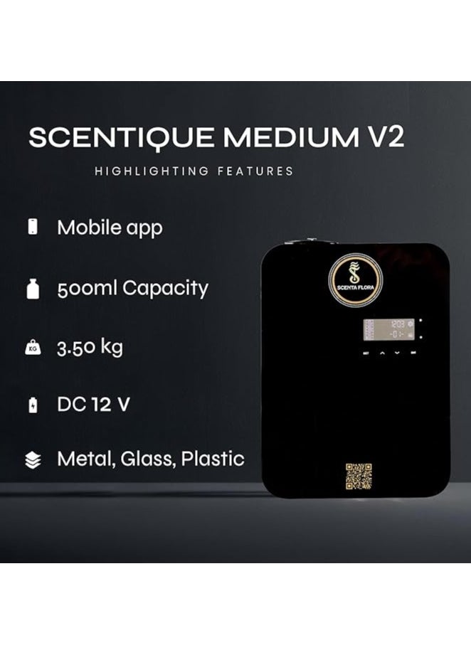 Scenta Flora - Scentique Medium V2 Scent Diffuser Machine for Retail Stores, Office Reception Areas & Living Areas | Up to 1200 m³ Coverage Compact, Mobile App Programmable with 500 ml Capacity (Black) - Image 1