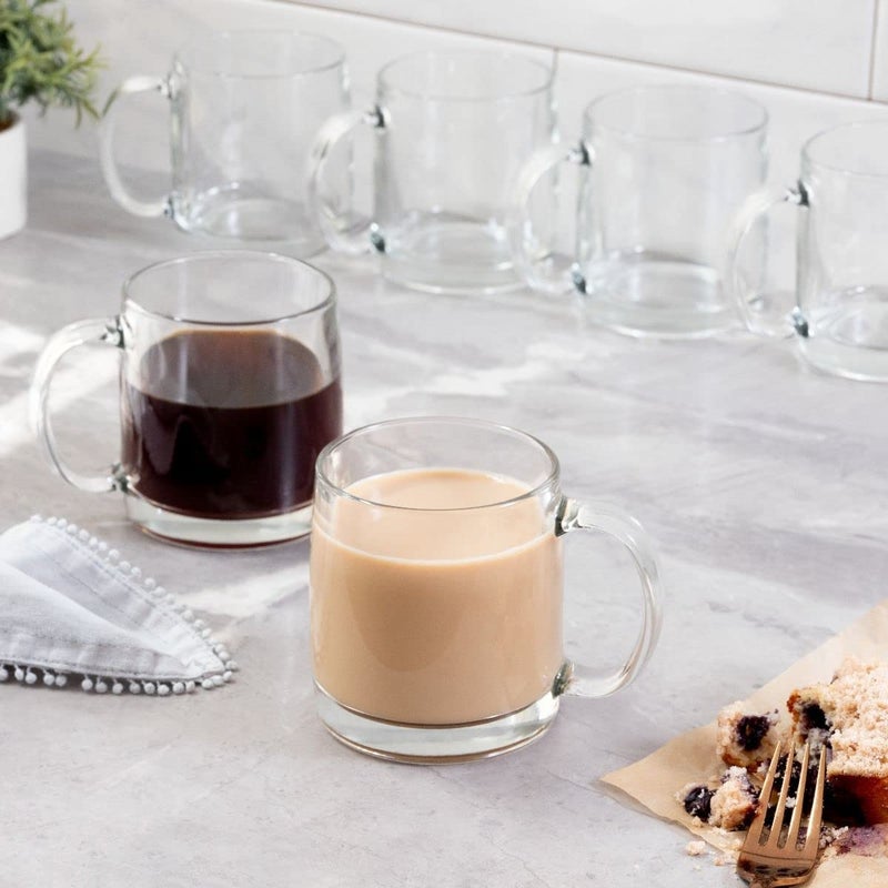 GLASSIMON Black Tea Cup Set of 6 Capacity 220 ml I Black Tea Cup and Saucer Set Toughened Transparent I Size Cup Diameter 8 cm Height 71 cm - Image 5