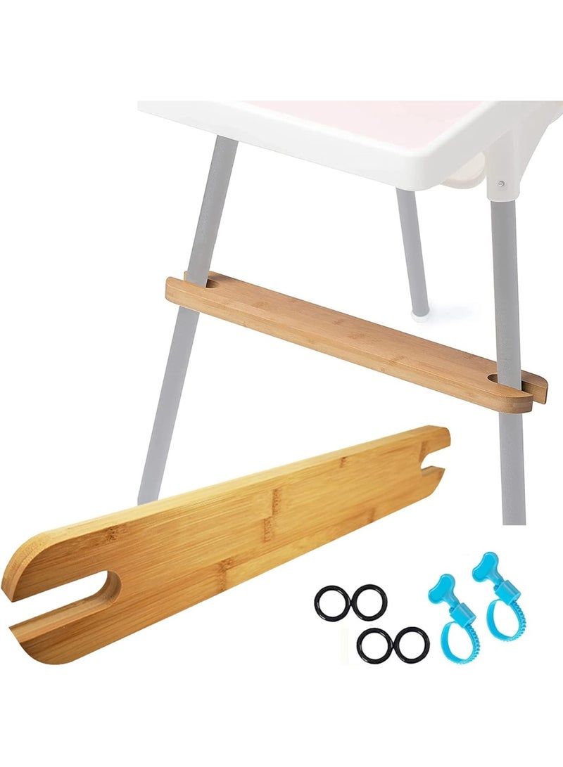 High Chair Footrest, Natural Bamboo Wooden Footrest Compatible with IKEA Antilop High Chairs Accessories, Adjustable HighChair Foot Rest - Image 1