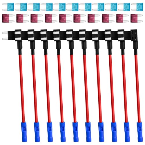 MuHize Mini ATM Fuse Tap Kit - 10 Pack Upgraded 12V Car RV Camper Add-a-Circuit Adapter, 15A and 40A Fuses for RV Camper Car Truck | Tool-Free Installation - Image 1