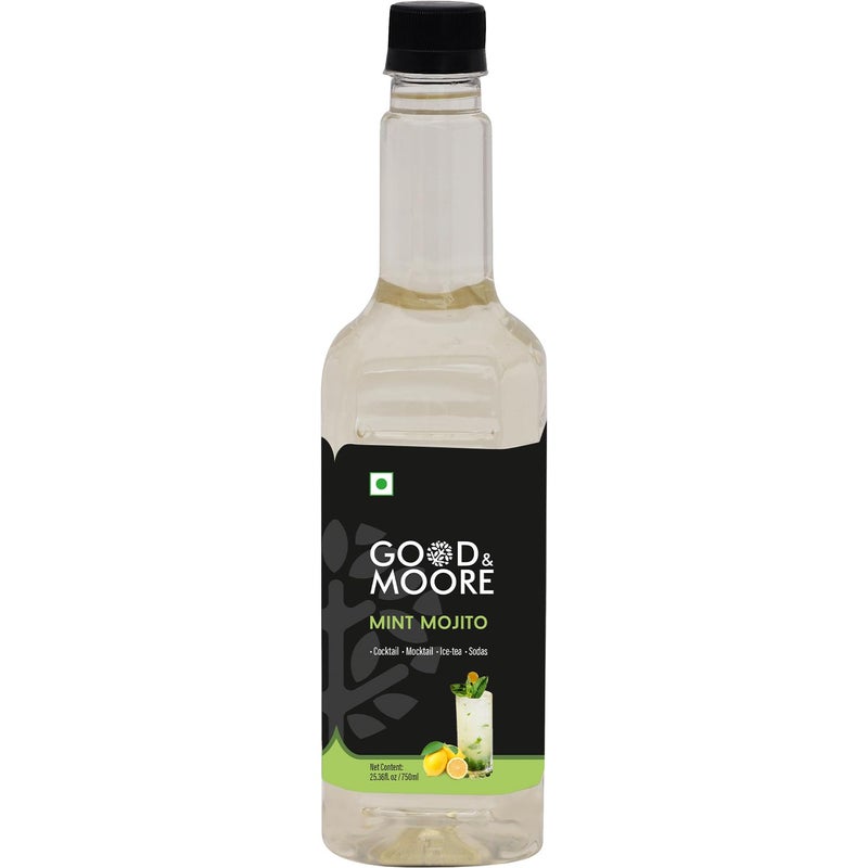 GOOD&MOORE Mint Mojito Syrup | For Cocktails, Mocktails, Sodas, Ice-teas, Beverages, Juices and more | Concentrated Syrup | Ready to mix | Mixer | Premium Syrup | 25.36 fl.oz/750ml | Perfect for gifting at Diwali, Thanksgiving and Christmas | Festive Gifts - Image 1