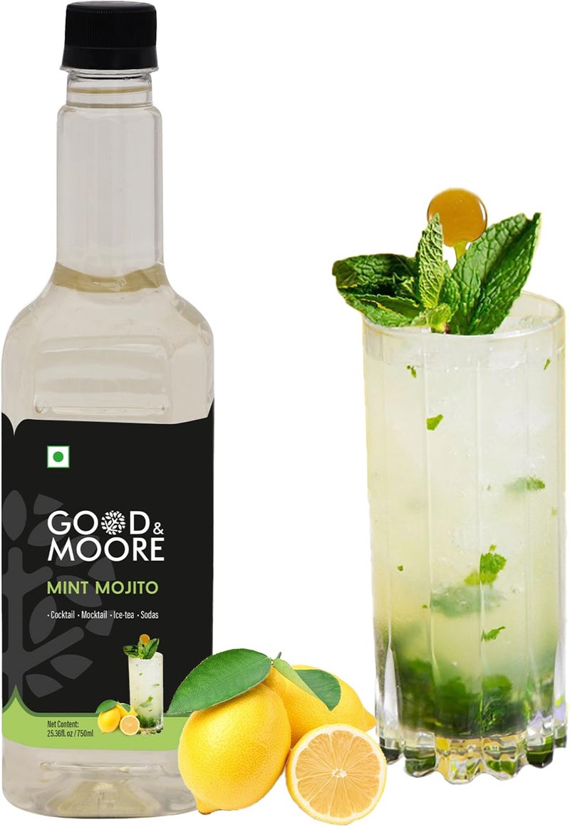 GOOD&MOORE Mint Mojito Syrup | For Cocktails, Mocktails, Sodas, Ice-teas, Beverages, Juices and more | Concentrated Syrup | Ready to mix | Mixer | Premium Syrup | 25.36 fl.oz/750ml | Perfect for gifting at Diwali, Thanksgiving and Christmas | Festive Gifts - Image 2