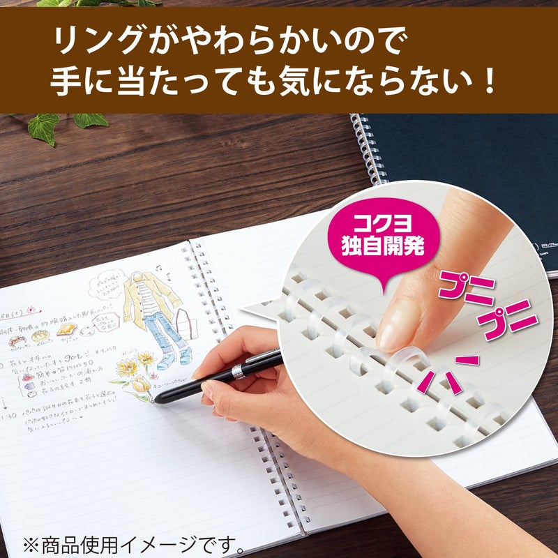 KOKUYO Spiral Lined Notebook, 10'' x 7'' Business Journal B5 Soft Ring Notebooks with 7 mm Ruled, 80 Perforated Sheets, Navy 1 Subject Notebook, Note Taking for Work. Japan Import (SU-SV608A-DB) - Image 2