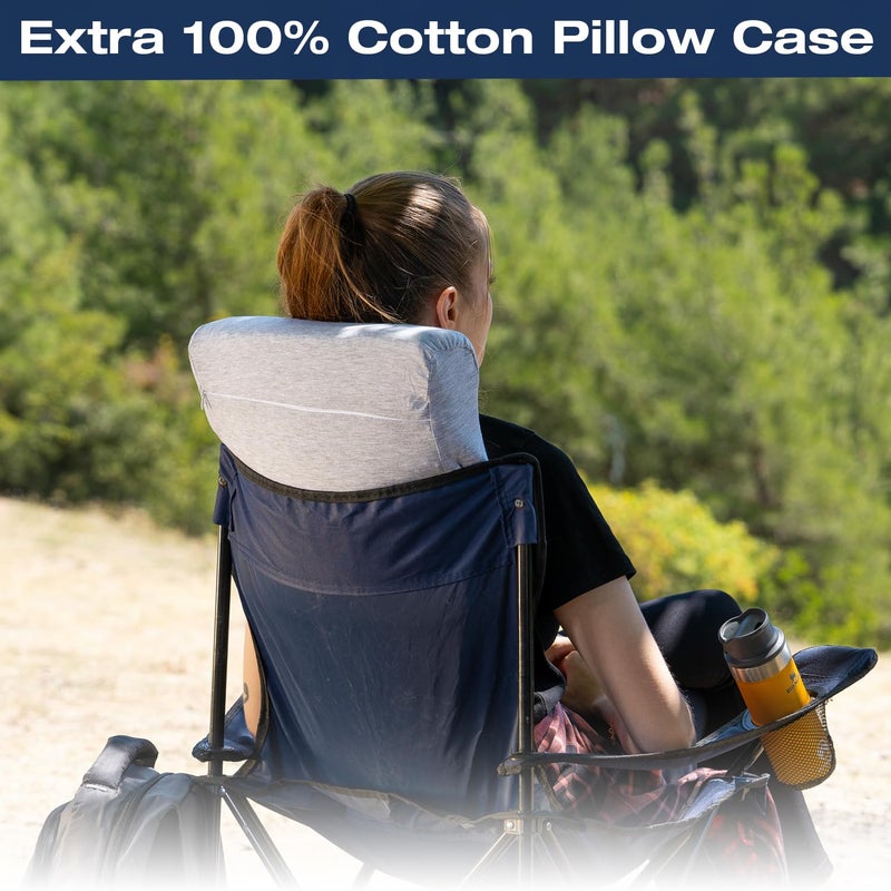 alkamto Travel & Camping Comfortable Memory Foam Pillow â€“ Easy to Carry Portable Bag â€“ Temperature Regulating Pillow Case (White Contour + Extra Cover) - Image 5