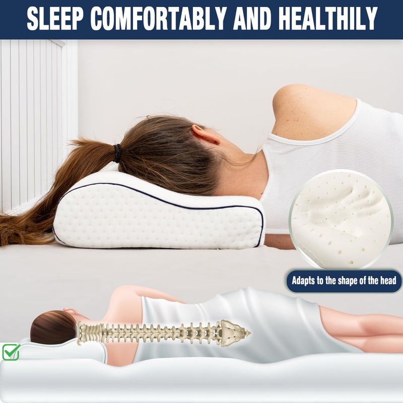 alkamto Travel & Camping Comfortable Memory Foam Pillow â€“ Easy to Carry Portable Bag â€“ Temperature Regulating Pillow Case (White Contour + Extra Cover) - Image 3