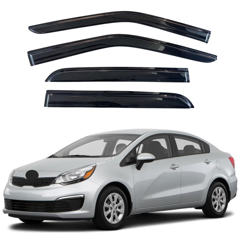 KPY Window Visor Compatible with Kia Rio Sedan 20122017 4PC Rain Guard Side Window Vent Deflectors TapeOn Mugen Style 2012 2013 2014 2015 2016 2017