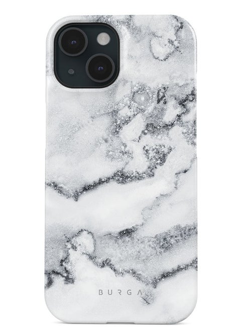 iPhone 15 Case, 2 Piece Hard Shell + TPU Silicone Interior, Shock Absorption, All Port Accessible, Raised Bezel For Screen & Camera Protection, Never Fading HQ Print,White Winter
