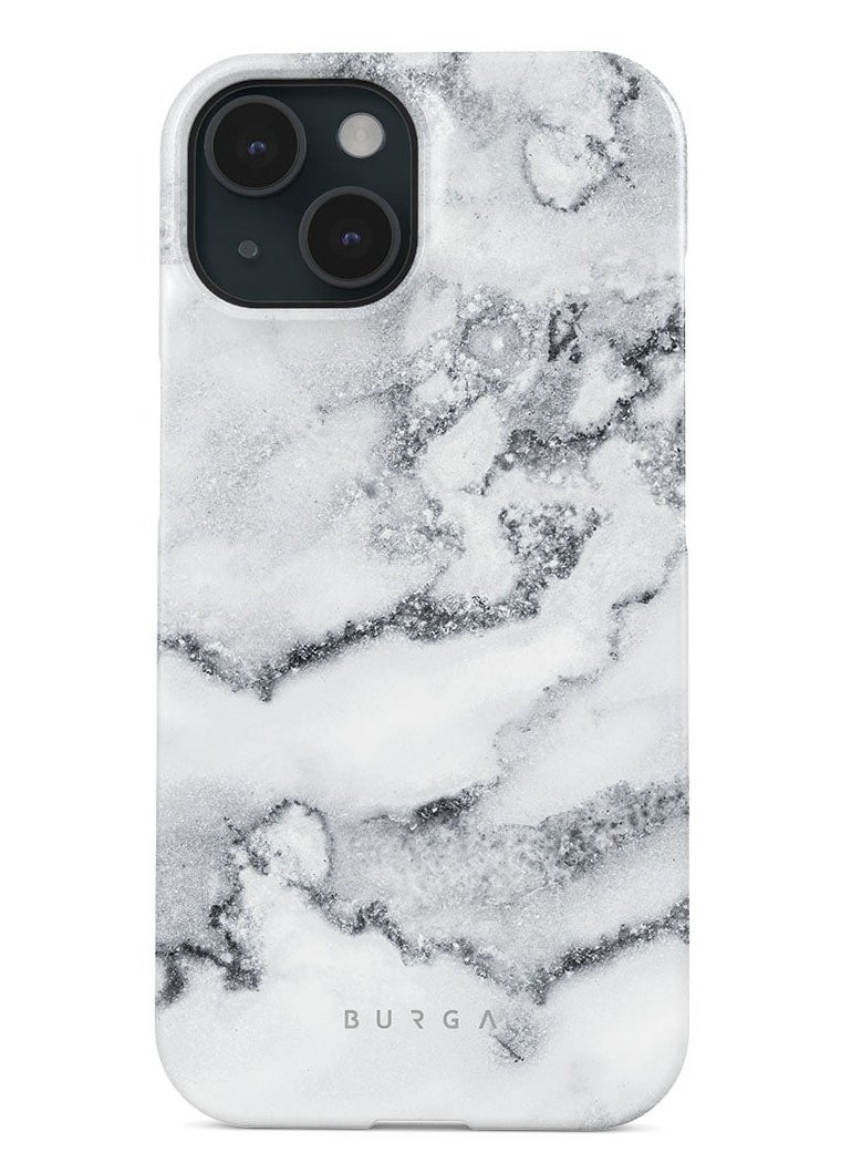 BURGA - iPhone 15 Case, 2 Piece Hard Shell + TPU Silicone Interior, Shock Absorption, All Port Accessible, Raised Bezel For Screen & Camera Protection, Never Fading HQ Print,White Winter - Image 1