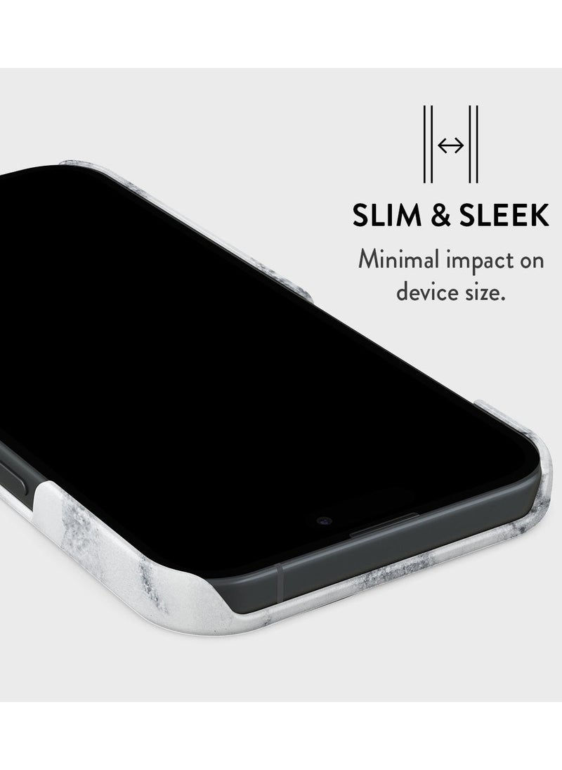 BURGA - iPhone 15 Case, 2 Piece Hard Shell + TPU Silicone Interior, Shock Absorption, All Port Accessible, Raised Bezel For Screen & Camera Protection, Never Fading HQ Print,White Winter - Image 1