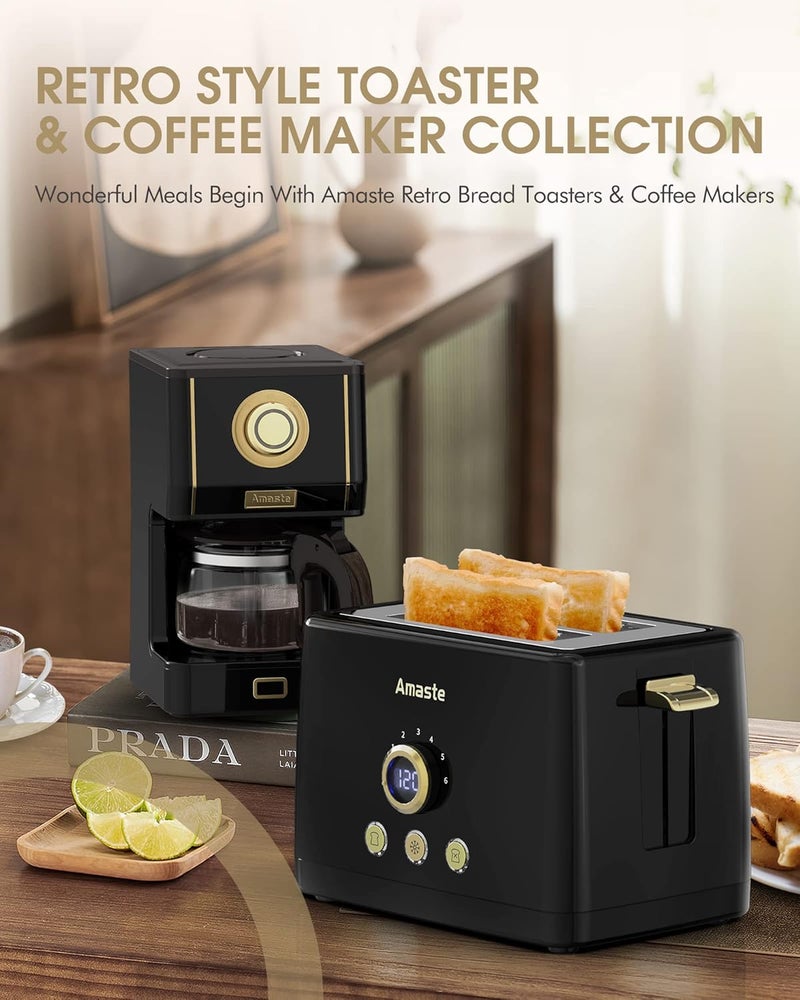 Amaste Coffee Maker, 25 Oz Drip Retro Style Coffee Machine with Glass Coffee Pot with Reusable Coffee Filter & Three Brewing Modes, 30minute-Warm-Keeping, CM 1003AE-Black - Image 3