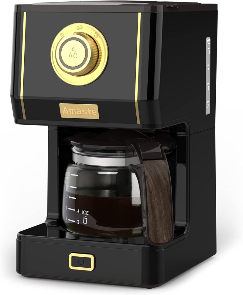 Amaste Coffee Maker, 25 Oz Drip Retro Style Coffee Machine with Glass Coffee Pot with Reusable Coffee Filter & Three Brewing Modes, 30minute-Warm-Keeping, CM 1003AE-Black - Image 1