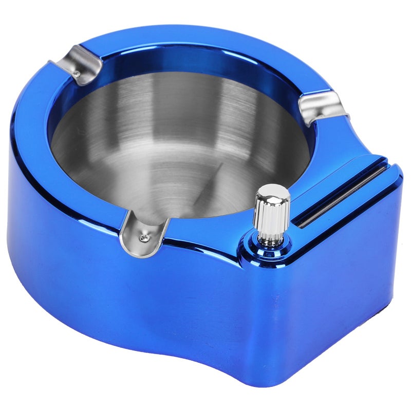 Stainless Steel Ashtray with Matches Lighter Function for Home Office Using Wear ResisitantBlue - Image 3