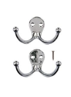 ACE 2-Piece Metal Double Garment Hook Silver Small 01-3012-406  - Image 1