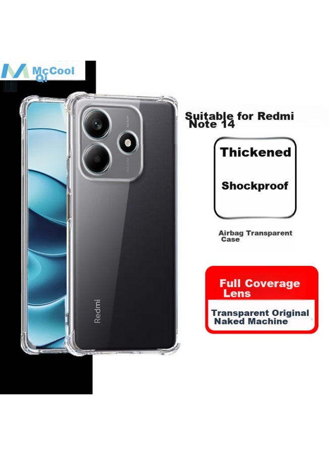 Maikuqi Compatible With Xiaomi Redmi Note 14, Shockproof Phone Case With Four Corners, Full Protection, Airbag, Transparent Protective Cover, Soft Shell Tpu - Transparent White - Image 1
