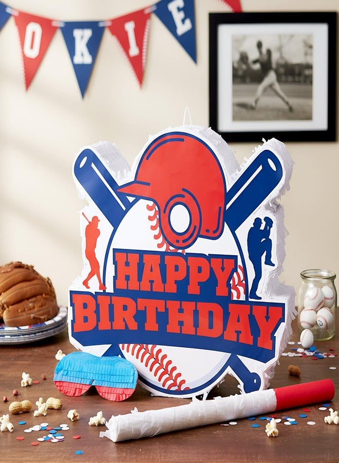 جيريفي بينياتا بيسبول كبيرة من جيريفي للأطفال، مقاس 15.75 × 15.75 بوصة، بينياتا بيسبول مع مضرب وعصابة للعينين، لوازم تزيين حفلات أعياد الميلاد ذات الطابع الرياضي - Image 4