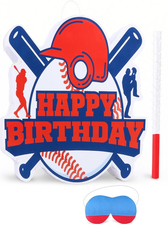 جيريفي بينياتا بيسبول كبيرة من جيريفي للأطفال، مقاس 15.75 × 15.75 بوصة، بينياتا بيسبول مع مضرب وعصابة للعينين، لوازم تزيين حفلات أعياد الميلاد ذات الطابع الرياضي - Image 1