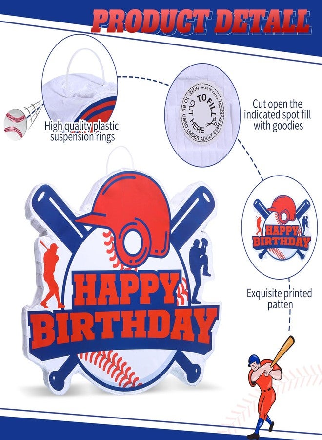 جيريفي بينياتا بيسبول كبيرة من جيريفي للأطفال، مقاس 15.75 × 15.75 بوصة، بينياتا بيسبول مع مضرب وعصابة للعينين، لوازم تزيين حفلات أعياد الميلاد ذات الطابع الرياضي - Image 3