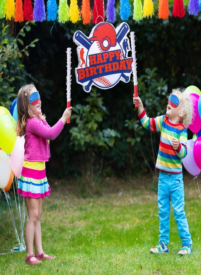 جيريفي بينياتا بيسبول كبيرة من جيريفي للأطفال، مقاس 15.75 × 15.75 بوصة، بينياتا بيسبول مع مضرب وعصابة للعينين، لوازم تزيين حفلات أعياد الميلاد ذات الطابع الرياضي - Image 5