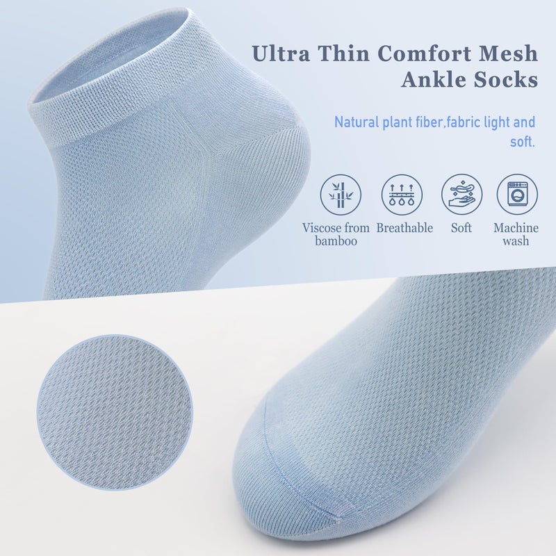 SERISIMPLE Thin Ankle Socks for Women Viscose Bamboo Mesh Breathable Lightweight Casual Moisture Wicking Cool Comfort Low Cut Socks 5 Pairs (Medium, Assorted3) - Image 3
