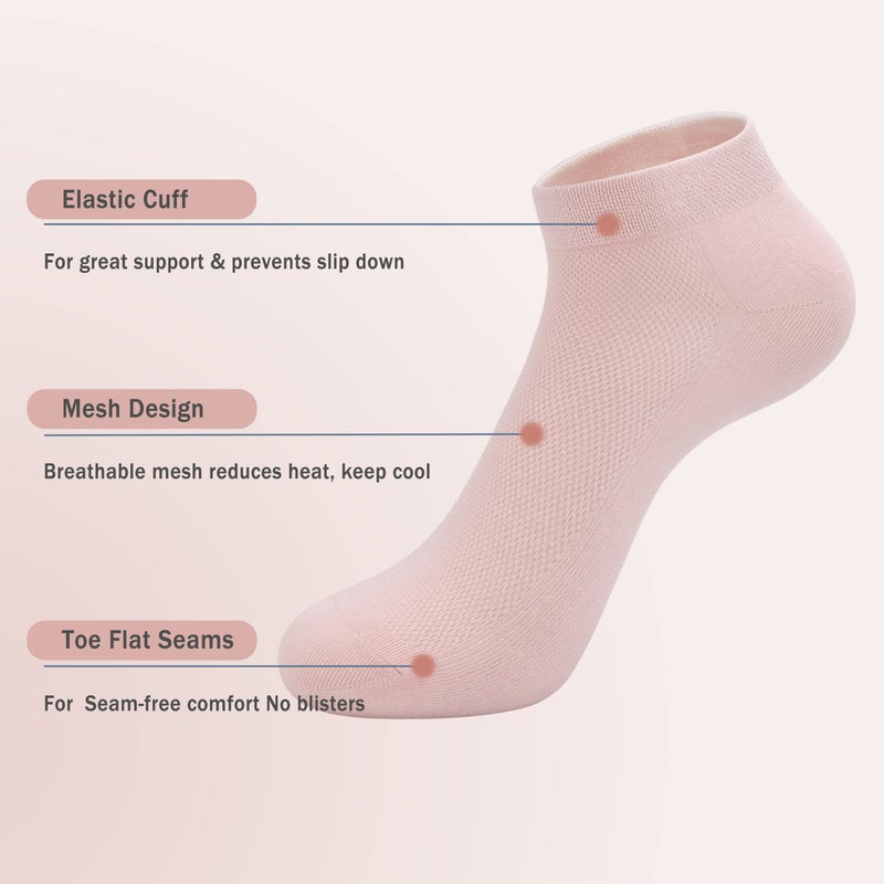 SERISIMPLE Thin Ankle Socks for Women Viscose Bamboo Mesh Breathable Lightweight Casual Moisture Wicking Cool Comfort Low Cut Socks 5 Pairs (Medium, Assorted3) - Image 2