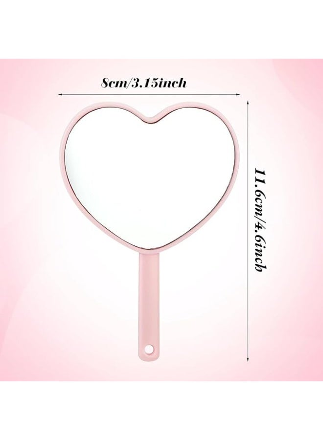 2 حزمة مرآة يدوية على شكل قلب، ميني ماكياج المرايا مع مقبض، مرآة يدوية مستحضرات التجميل السفر القابلة للتعليق، مرآة صغيرة قلب محمولة مدمجة، هدية على الطريق، للنساء الفتيات عيد الحب - Image 2