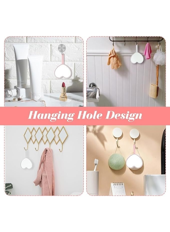 2 حزمة مرآة يدوية على شكل قلب، ميني ماكياج المرايا مع مقبض، مرآة يدوية مستحضرات التجميل السفر القابلة للتعليق، مرآة صغيرة قلب محمولة مدمجة، هدية على الطريق، للنساء الفتيات عيد الحب - Image 5