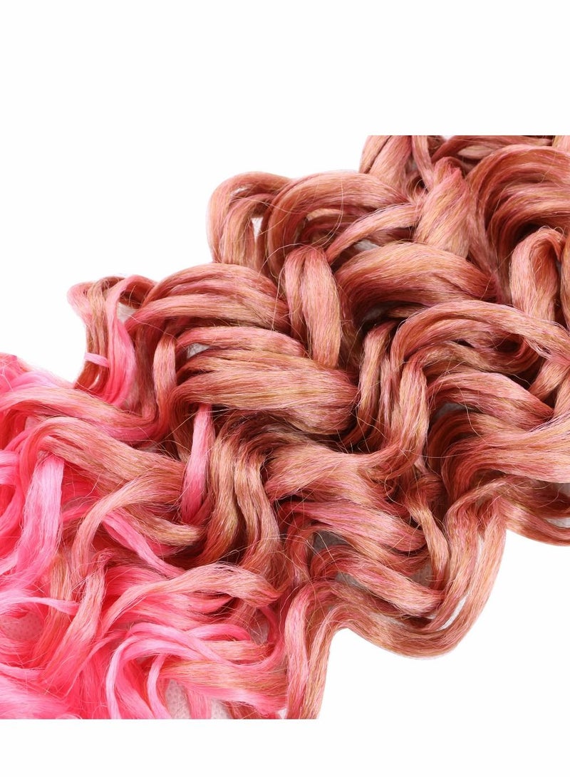 Excefore Ocean Wave Crochet Hair, 5 Pcs 20 Inch Hawaii Curly Braiding Hair ,Goddess Locs Boho Style Extensions, Pink - Image 2
