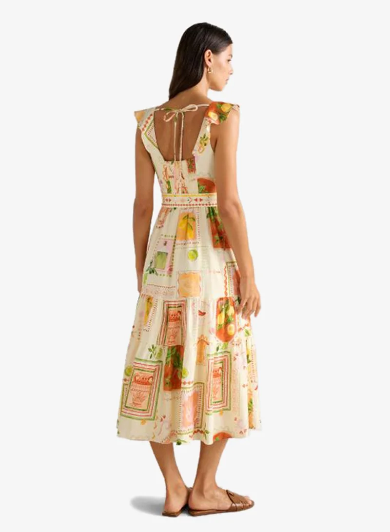 forever new Layne Printed Belt Detail Short Sleeve Midi dress