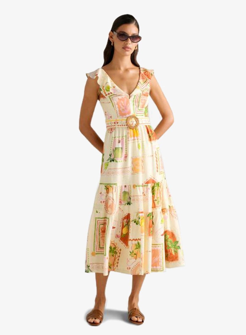 forever new Layne Printed Belt Detail Short Sleeve Midi dress - Image 1