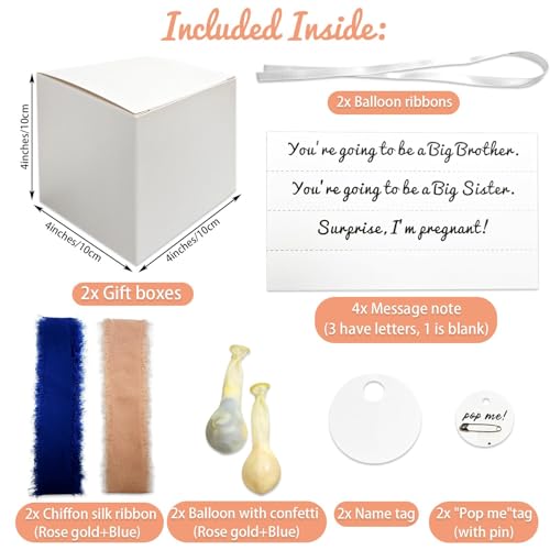Senfaro 2 Pregnancy Announcement Boxes Pop Balloon with Message Baby Pregnancy Reveal Gift Box Surprise Baby Announcement Ideas for Grandparents Dad Children Friends - Image 2