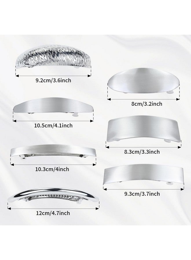 Cinaci 7 Pieces Simple Rectangular Oval Large Silver Spring French Metal Hair Clips Square Hair Barrettes Hair Clamps Grips Ponytail Holder Accessories for Women Girls Adults - Image 5