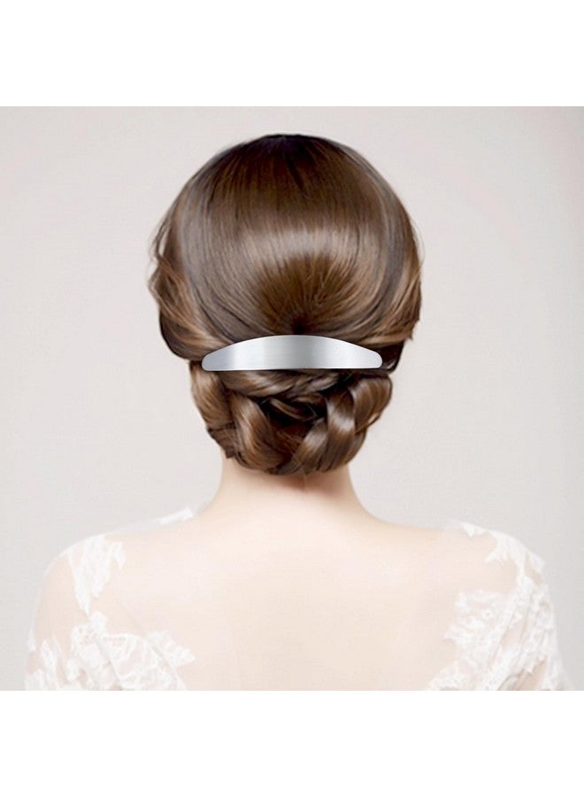 Cinaci 7 Pieces Simple Rectangular Oval Large Silver Spring French Metal Hair Clips Square Hair Barrettes Hair Clamps Grips Ponytail Holder Accessories for Women Girls Adults - Image 2