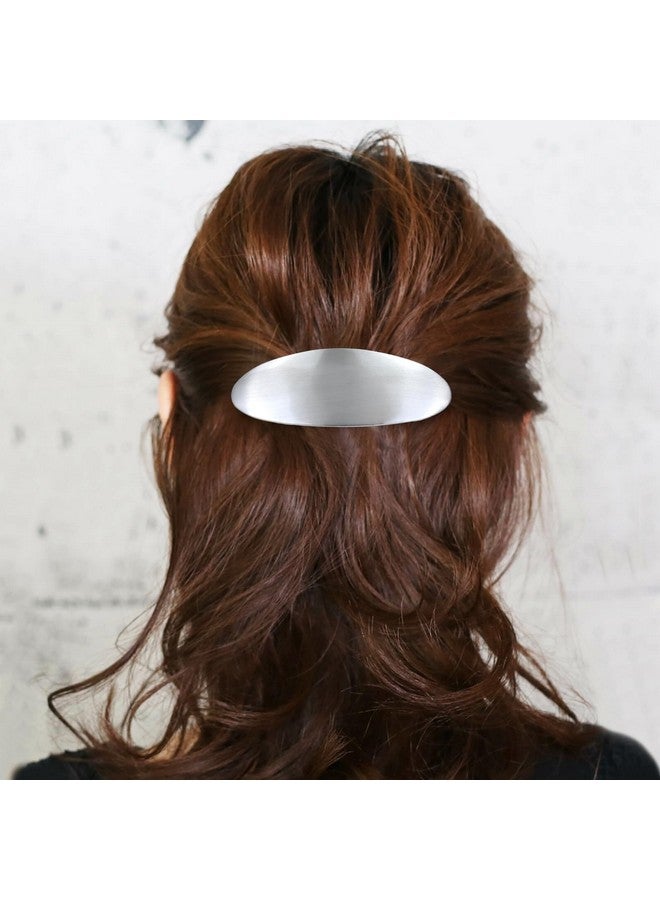 Cinaci 7 Pieces Simple Rectangular Oval Large Silver Spring French Metal Hair Clips Square Hair Barrettes Hair Clamps Grips Ponytail Holder Accessories for Women Girls Adults - Image 3