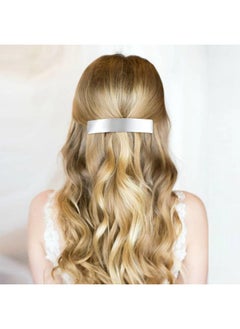 Cinaci Cinaci 7 Pieces Simple Rectangular Oval Large Silver Spring French Metal Hair Clips Square Hair Barrettes Hair Clamps Grips Ponytail Holder Accessories for Women Girls Adults  - Image 4
