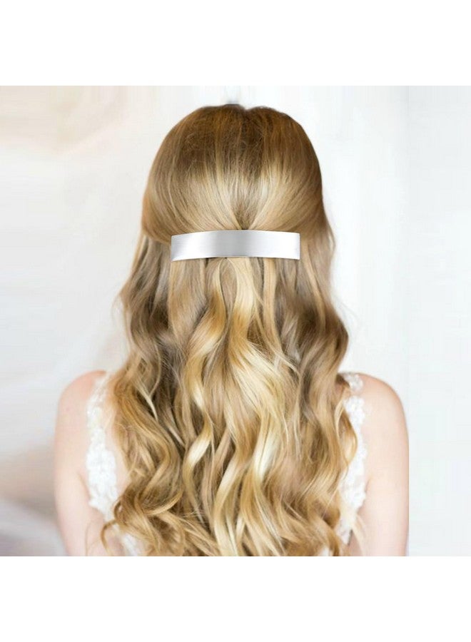 Cinaci 7 Pieces Simple Rectangular Oval Large Silver Spring French Metal Hair Clips Square Hair Barrettes Hair Clamps Grips Ponytail Holder Accessories for Women Girls Adults - Image 4