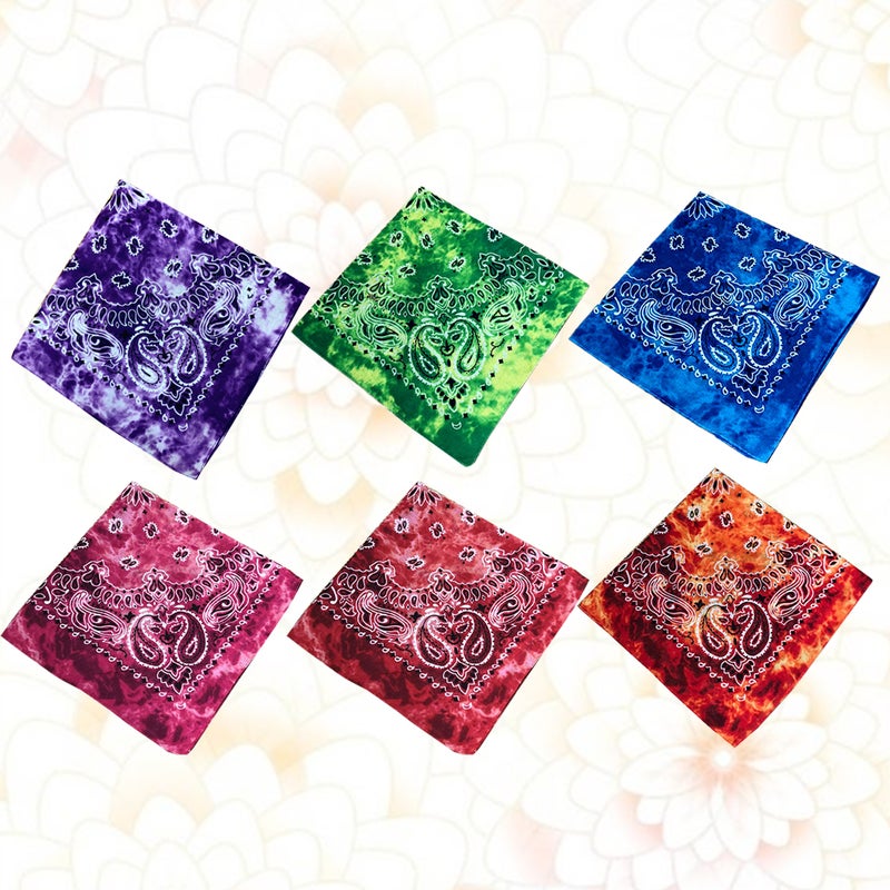 6 Pcs/1 Pack Colorful Paisley Bandanas Flower Pattern Hiphop Headscarf Fashion Outdoor Headscarf Beautiful Cotton Headband (Mixed Color) - Image 5