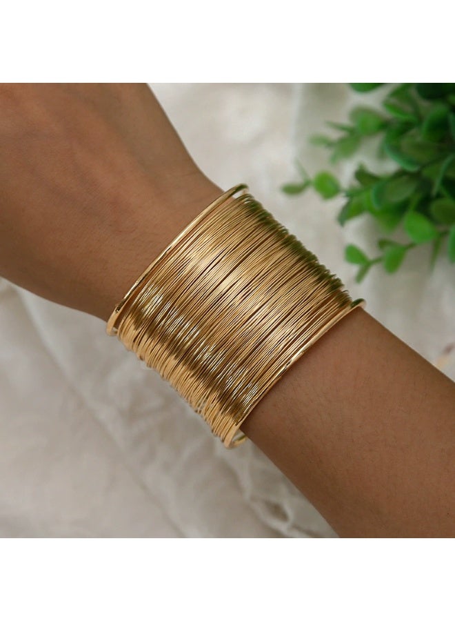 Goolsky [Multi-layered Golden Luxurious Bracelet] A Multi-layered Golden Bracelet With A Luxurious European And American Style, Featuring Intertwined Golden Elements. - Image 4