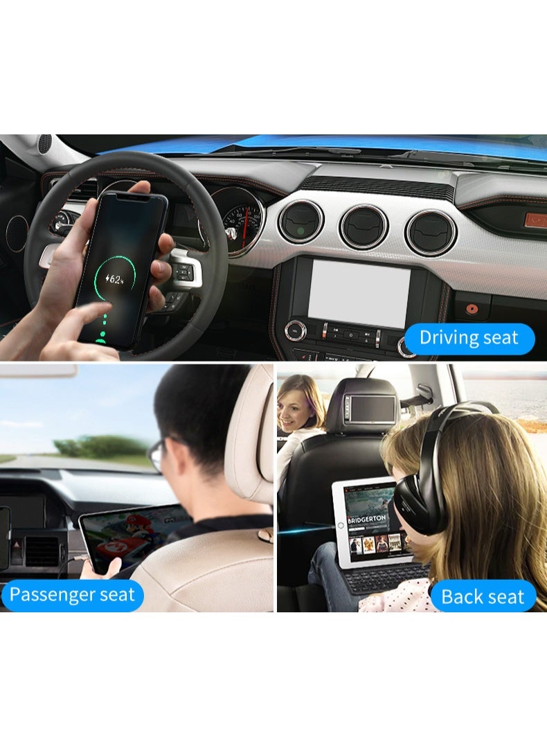 السيميا شاحن سيارة 6 في 1 بقوة 75.5 واط مع كابل تمديد 1.5 متر وتصميم مشبك خلفي، شحن سريع متعدد USB/Type-C، مصنوع من مادة PC V0 مقاومة للحريق للشحن الآمن، متوافق مع iPhone و iPad و Samsung Galaxy و AirPods وسماعات الأذن و Apple Watch - Image 5