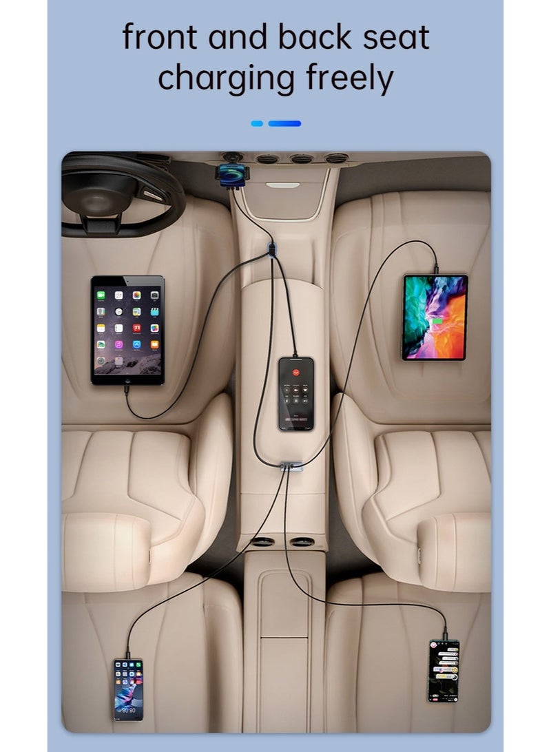 السيميا شاحن سيارة 6 في 1 بقوة 75.5 واط مع كابل تمديد 1.5 متر وتصميم مشبك خلفي، شحن سريع متعدد USB/Type-C، مصنوع من مادة PC V0 مقاومة للحريق للشحن الآمن، متوافق مع iPhone و iPad و Samsung Galaxy و AirPods وسماعات الأذن و Apple Watch - Image 2