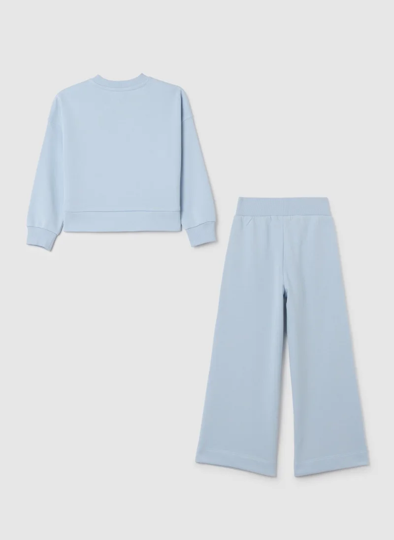 او في اس GIRLS' BLUE COTTON BLEND REGULAR FIT SET
