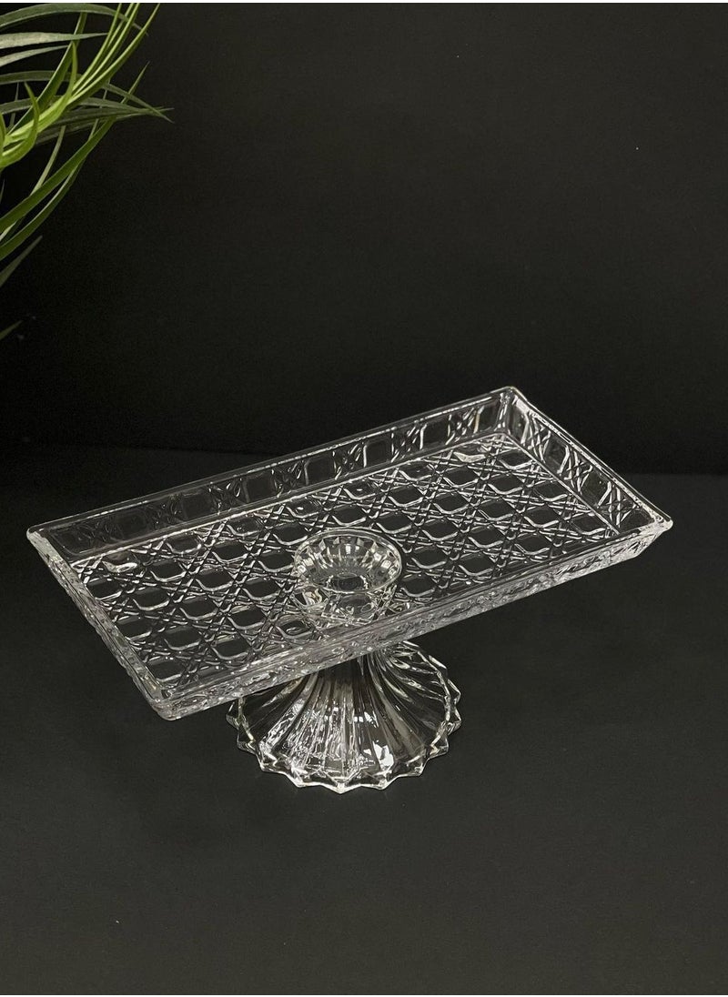 Generic A multi-use Glass Serving Dish with a Base for Sweets and Fruits from Refan 27*14 cm  - Image 1