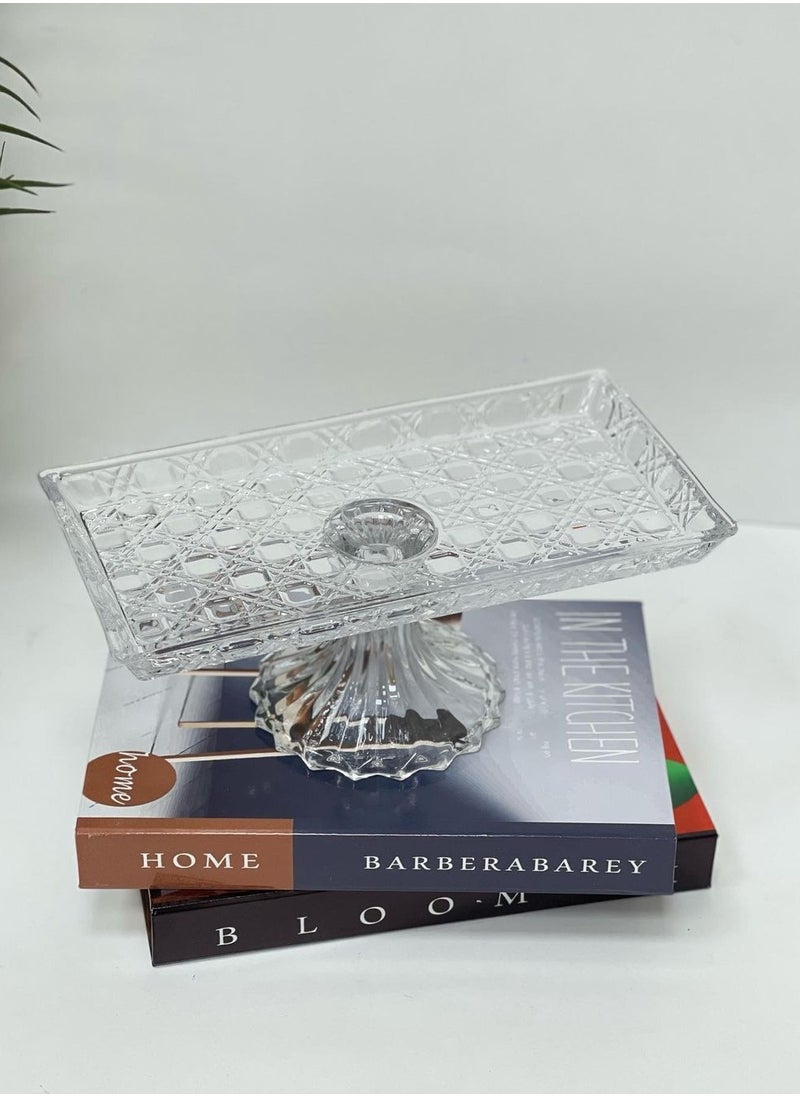 Generic A multi-use Glass Serving Dish with a Base for Sweets and Fruits from Refan 27*14 cm  - Image 2