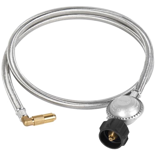 SHINESTAR Propane Adapter Hose with Regulator for Blackstone 17 & 22 Inch Griddle, 5 Feet Sturdy Braided Hose, Connect to Large Propane Tank - Image 1