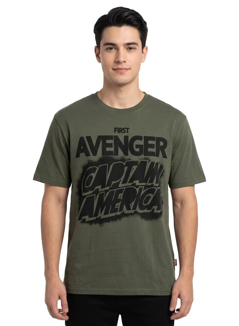 Marvel Marvel Captain America First Avenger Men’s Graphic T-Shirt | Superhero Logo Print Casual Crew Neck Cotton Tee