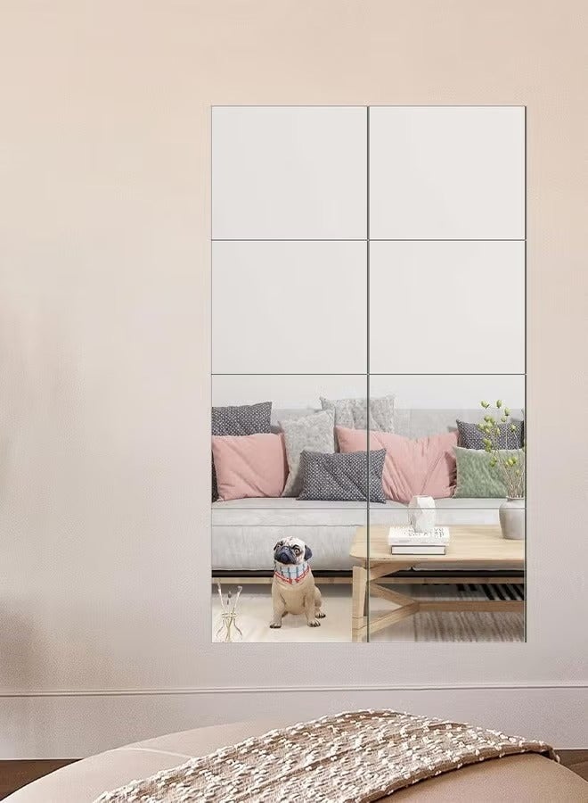 تايمي مرآة حائط كاملة الطول، مرآة حائط كاملة الطول، بلاط مثبت على الحائط، 8 قطع، 30x30 سم، مرايا مكياج طويلة لغرفة النوم، صالة الألعاب الرياضية المنزلية، الباب (زجاج - بدون إطار - 8 قطع) - Image 1