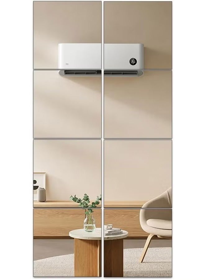 تايمي مرآة حائط كاملة الطول، مرآة حائط كاملة الطول، بلاط مثبت على الحائط، 8 قطع، 30x30 سم، مرايا مكياج طويلة لغرفة النوم، صالة الألعاب الرياضية المنزلية، الباب (زجاج - بدون إطار - 8 قطع) - Image 2