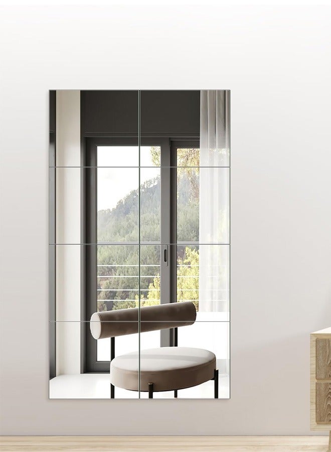 تايمي مرآة حائط كاملة الطول، مرآة حائط كاملة الطول، بلاط مثبت على الحائط، 8 قطع، 30x30 سم، مرايا مكياج طويلة لغرفة النوم، صالة الألعاب الرياضية المنزلية، الباب (زجاج - بدون إطار - 8 قطع) - Image 4