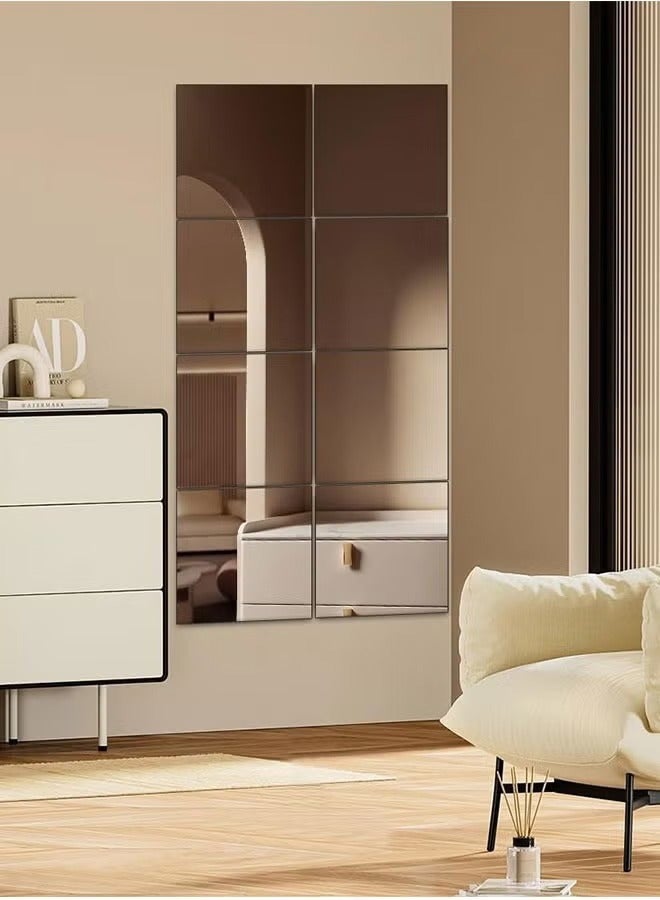 تايمي مرآة حائط كاملة الطول، مرآة حائط كاملة الطول، بلاط مثبت على الحائط، 8 قطع، 30x30 سم، مرايا مكياج طويلة لغرفة النوم، صالة الألعاب الرياضية المنزلية، الباب (زجاج - بدون إطار - 8 قطع) - Image 3