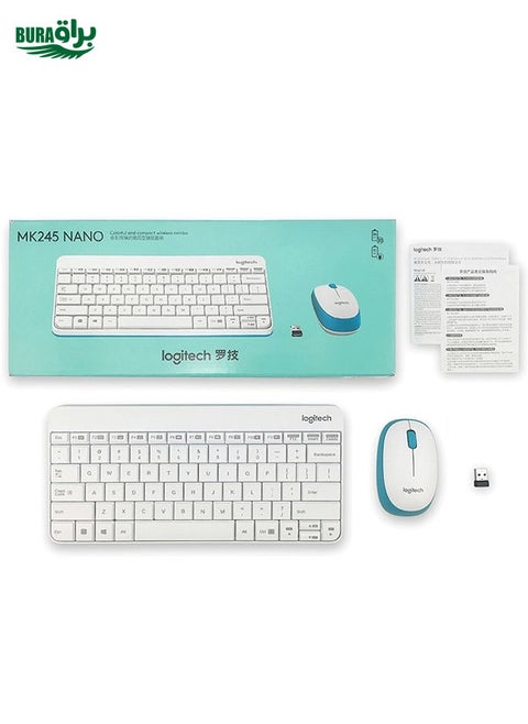 Logitech MK245 Nano Wireless Keyboard Mouse Set (White)