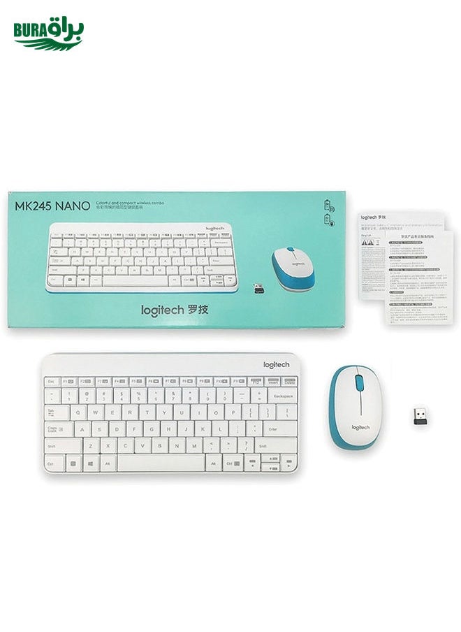 BURAQ Logitech MK245 Nano Wireless Keyboard Mouse Set (White)  - Image 1
